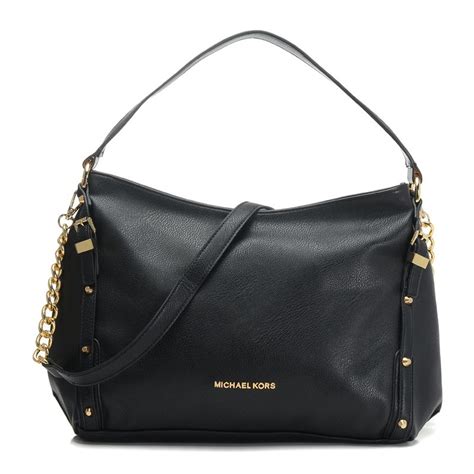 michael kors leigh stud large black shoulder bag|Michael Kors pouchette bag.